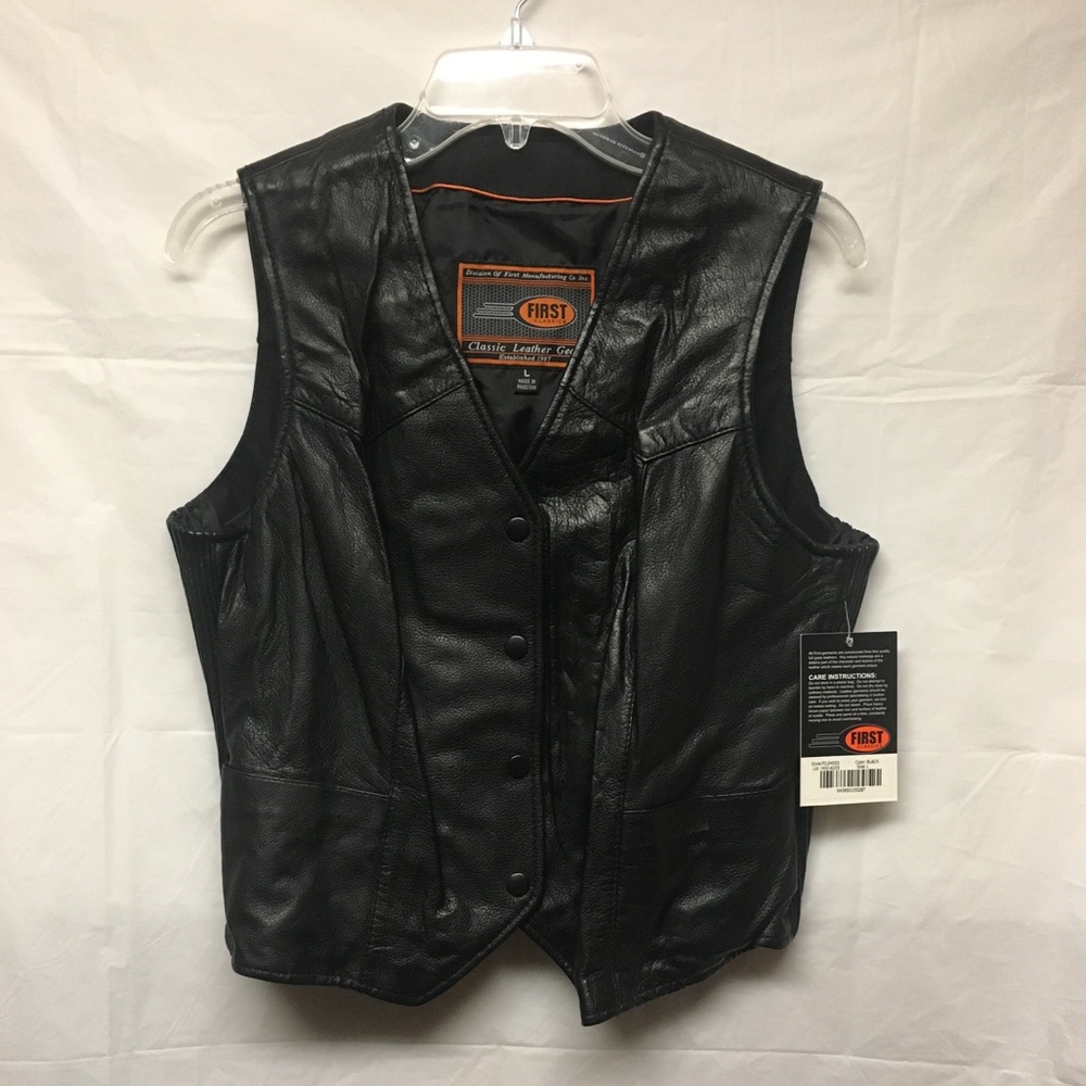 NWT First Classics Leather Motorcycle Vest - L
